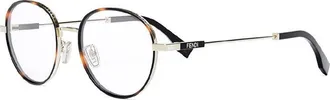 Fendi FE50052U032 Round Metal-Frame Eyeglasses - Black