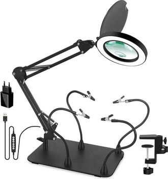 OEM Lupa 2 En 1 Con Luz Y Soporte Para Soldar, L&aacute;mpara De Escritorio 10x Con Tercera Mano, Lupa Para Soldar, Ideal Para Leer, Reparar Y Hacer Manualidades