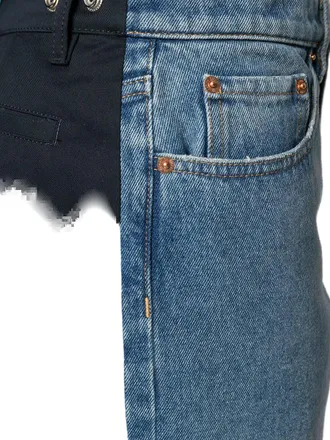 Valentino Dual Material Denim Jeans - Blue