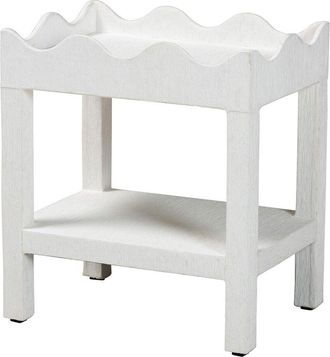 Baxton Studio Sebastian Grasscloth Scalloped End Table
