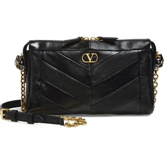 Valentino Garavani Small Panthea Chevron Patchwork Leather Shoulder Bag in Black at Nordstrom