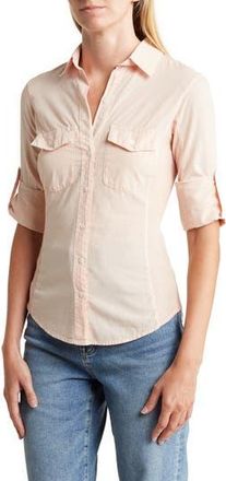 James Perse Three-Quarter Sleeve Button-Up Shirt in Nougat at Nordstrom Rack, Size 0