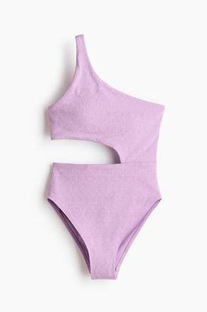 H&M Padded-cup High Leg One-shoulder Swimsuit in Light Purple at Nordstrom, Size X-Small