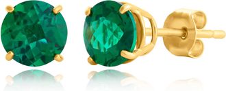 MAX + STONE 10k Yellow or White Gold 6mm Round Checkerboard Cut Gemstone Stud Earrings