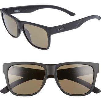 Smith Lowdown 2 55mm ChromaPop Polarized Square Sunglasses in Matte Black/chromapop Polarized Gray Green at Nordstrom
