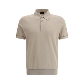 Brioni Polo Shirts, male, Beige, Size: L Short Sleeve Knitted Polo Shirt