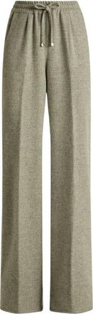 Kiton Wijde Pijpen Broek met Elastische Taille - Dames - Wijde Broeken - Groen - S - Wol - Broeken