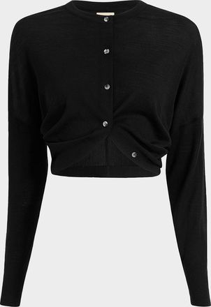 Khaite Finn Wool Draped Crop Cardigan