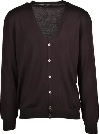 Barba Brown Virgin Wool Deep V-Neck Cardigan