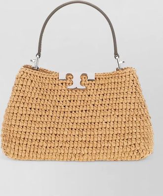 Tory Burch rafia shoulder bag structured shape hardware