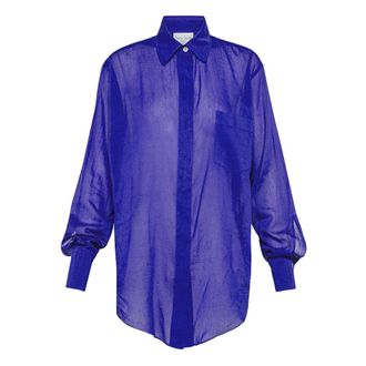 Forte_Forte Dames, Blouses & Shirts, Paars, Maat: M Katoen
