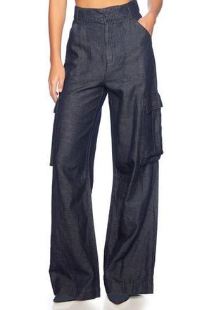 Susana Monaco Stretch Cotton & Linen Denim Cargo Pants in Dark Denim at Nordstrom Rack, Size 2