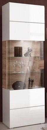 Inosign Vitrine »Toledo,Höhe 204 cm trendige Glasvitrine mit dekorative Fräsungen« Standvitrine ohne Beleuchtung, viel Stauraum, hochglanz Front MDF