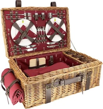 Les Jardins de la Comtesse Cesta picnic de mimbre y cuero Champs-Elys&eacute;es burdeos 4 personas