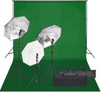 vidaXL Kit De Estudio Fotogr&aacute;fico Con Set De Luces Y Fondo Vidaxl
