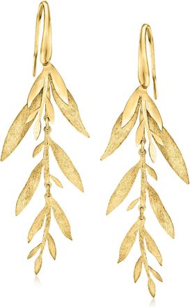 Ross-Simons Italian 18kt Gold Over Sterling Leaf and Branch Drop Earrings