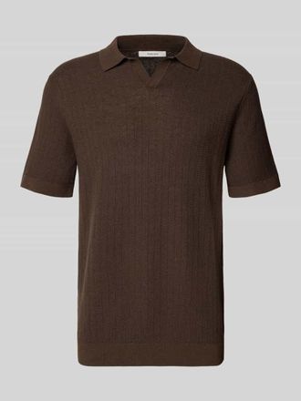 Selected Regular Fit Poloshirt aus Baumwoll-Leinen-Mix Modell MATTIS in Dunkelbraun, Gr&ouml;&szlig;e XXL