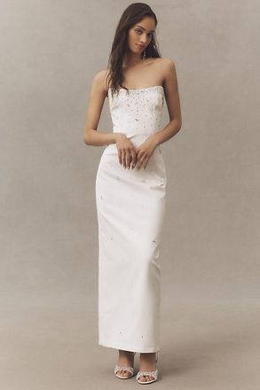 BHLDN Strapless Embellished Column Maxi Dress