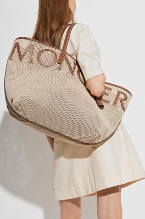 Moncler Shopper Bag With Large Logo, Womens, Cream