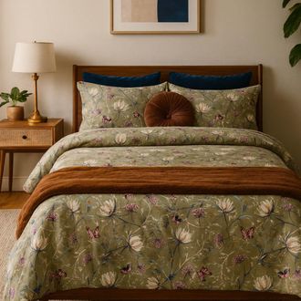 Alo Home Funda n&oacute;rdica 3 piezas algod&oacute;n 100% verde mariposas - cama 150 cm