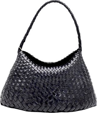 Dragon Diffusion Santa Maria Black Compact Woven Leather Handbag
