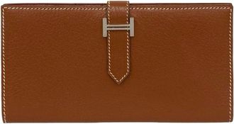 Herm&egrave;s Brown Epsom Leather Long Wallet (Bi-Fold) (Pre-Owned)