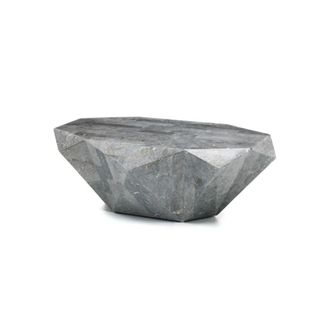MondoViro Mesa de centro moderna de piedra f&oacute;sil gris 120 x 70 x h 40 cm