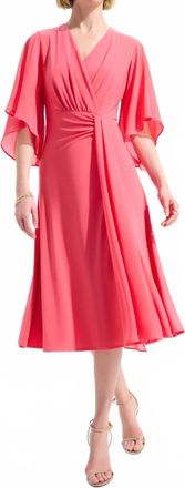 Joseph Ribkoff Surplice Neck Fit And Flare Dress In Paradise Coral
