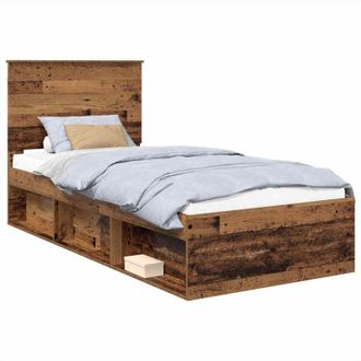 vidaXL Estructura De Cama Con Cabecera Madera Vieja 90 X 200 Cm Vidaxl