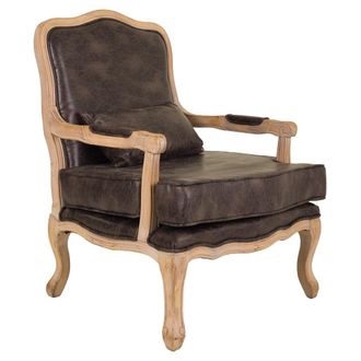 Wanderlust Deco Butaca De Madera Tapizada Marr&oacute;n 64x72x92