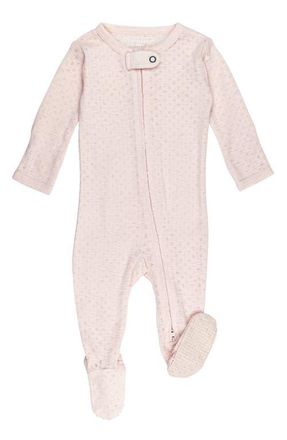 LOvedbaby Organic Cotton Pointelle Zip Footie in Cotton Candy at Nordstrom, Size Preemie