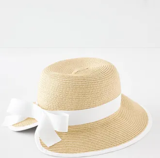 Talbots Split Back Straw Hat - Natural - 001 Talbots