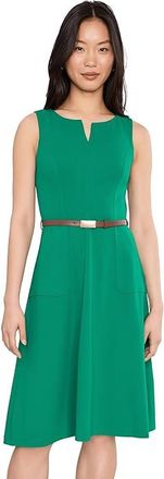 Calvin Klein Sleeveless Belted Scuba Crepe Aline Womens Dress Meadow : 12, Polyester/Spandex