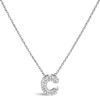 House of Brilliance 10K Gold Diamond Accent A-Z Initial Bubble Pendant Necklace