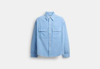 Coach Long Sleeve Canvas Shirt In Organic Cotton