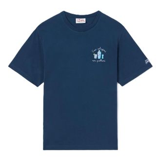 MC2 Saint Barth T-Shirts, male, Blue, Size: 2XL Portofino Man Cotton T-Shirt With Front Print
