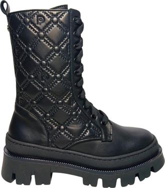 Pollini Sa 24014G9Dvtr 00A - Dames - Veterlaarzen - Zwart - 40 EU - Leer - Schoenen