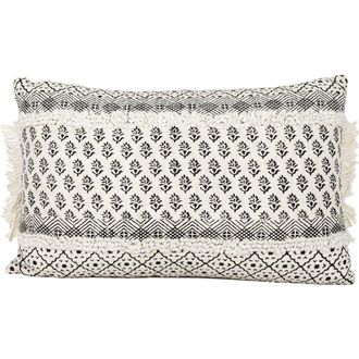 Foreside Home And Garden Boho Print Lumbar Pillow, 14 x 22 Black & White Cotton With Polyester Fill at Nordstrom, Size Medium