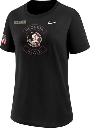 Nike Florida State Military Appreciation Nike Womens Dri-FIT College T-Shirt in Black | 03KQ00AFTN-3L7