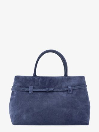 Manu Atelier Womens Handbag Le Cambon 35 Suede Blue Handbags Hand Bags
