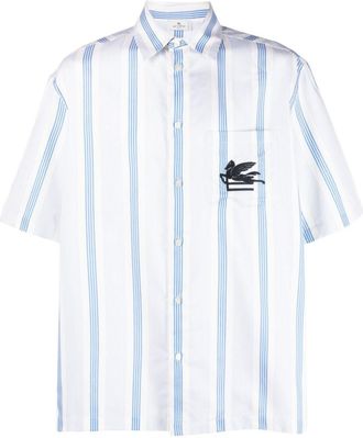 Etro Blue Striped embroidered Shirt