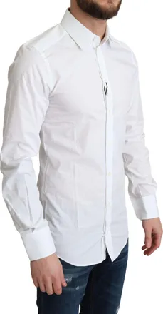 Dolce & Gabbana White Pure Cotton Men Dress Formal Shirt