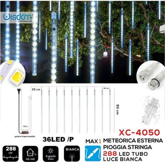 Trade Shop Trade Shop - Luminosa Natalizia 288 Led Effetto Meteorica Piogia Luce Bianca Xc-4050