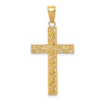 Diamond2Deal 10k Yellow Gold Rope Cross Pendant