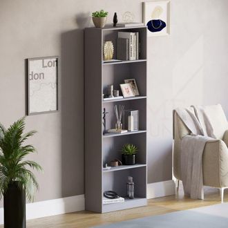 Home Discount Home Discount - Cambridge 5 Tier Extra Large Bookcase Shelving Storage Unit, Grey