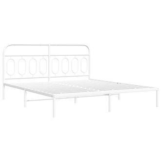 vidaXL Estructura Cama Sin Colch&oacute;n Con Cabecero Metal Blanco 160x200cm Vidaxl