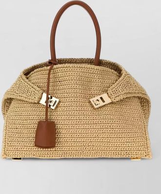 Ferragamo small raffia tote bag