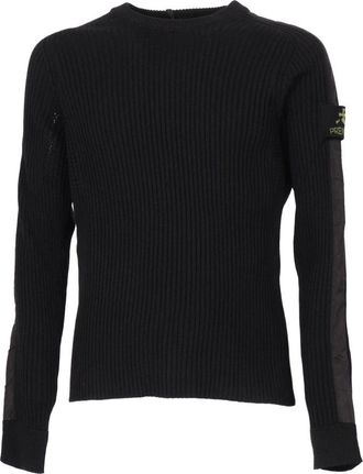 Premiata Round-neck Knitwear, male, Black, Size: 2XL Maglia Girocollo a Costine