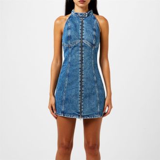 Diesel Womens De Lulu Halter Neck Mini Bodycon Dress in Denim - Blue - Size 8 UK