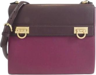 Ferragamo Vintage, unisex, Paars, ONE Size, Leer, Pre-owned Leren Crossbody Tas